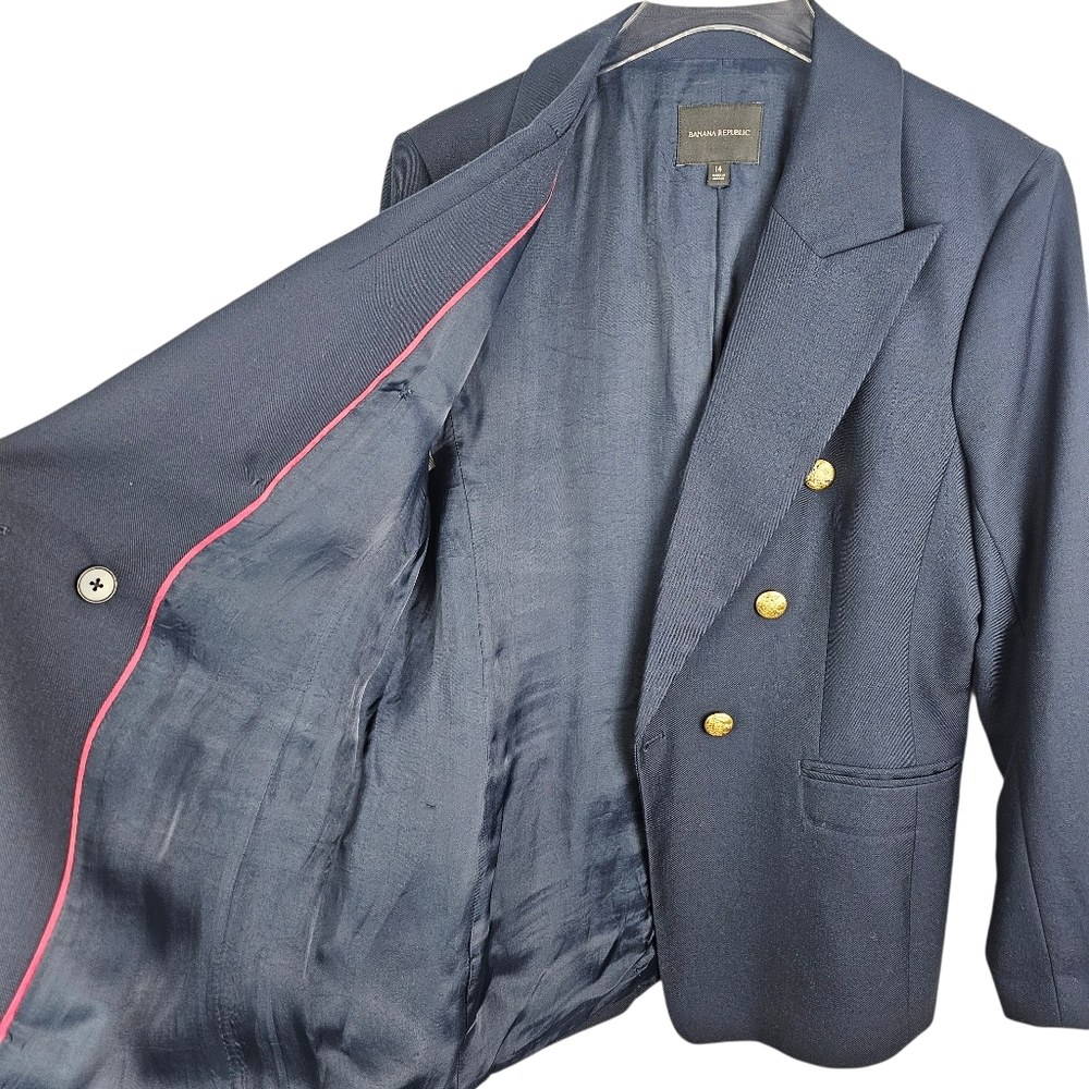 Banana Republic Navy Blue Captain's Blazer Gold Buttons NWOT - Picture 8 of 14